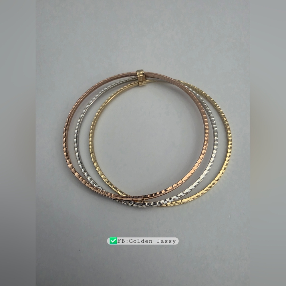 18K 3 Days Tri-Color Gold Bangle 16cm-18cm